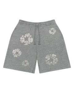 DENIM TEARS CASHMERE SWARVOSKI COTTON WREATH SHORTS GREY