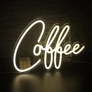Coffee Neon Sign, USB Powered Neon Light, Creative Wall Mounted Neon Sign, Home Lighting Decoration, Suitable for Coffee Shop, Restaurant, Office, Led Neon Lights