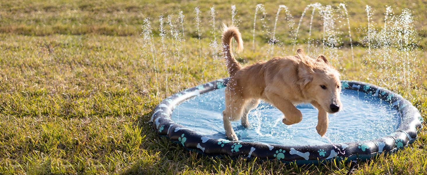 Non Slip Splash Pad for Kids & Dogs, 69’’ Extra Large Splash Pad Sprinkler for Kids, Dog Water Summer Toys - Great Outdoor Toys for Toddlers 1-3 & Children Ages 4-8, Baby Pool for Backyard