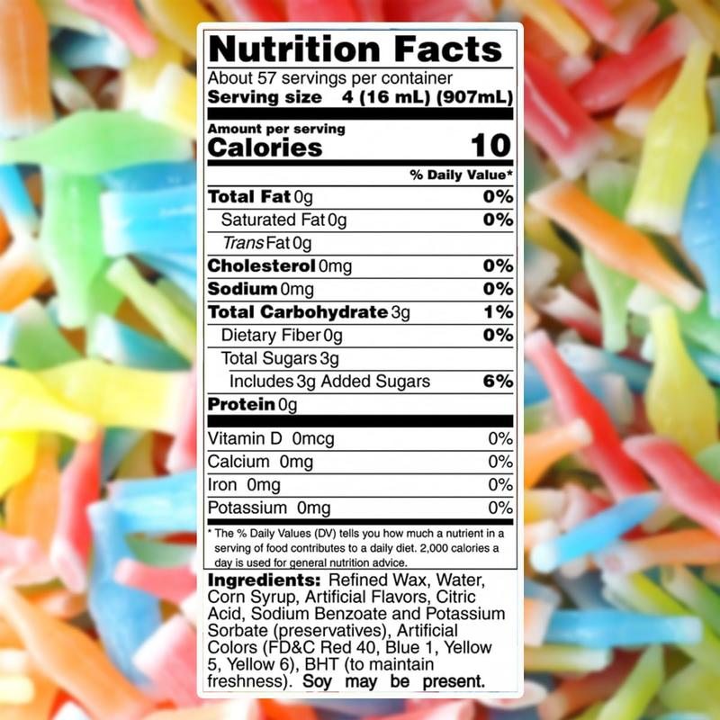 Rich & Richers Vintage Wax Bottle Candy 1 Pound Pack of Chewy Fruity Bonbons Sour Variety Gummy Juice Flavored Syrups Cherry Orange Lemon Blue Raspberry Green Apple Nostalgic Snack Sweet Fruit Gift TikTok Halloween Treat - Trick-or-Treat Bulk bag