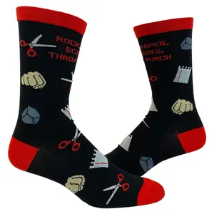 Men's Rock Paper Scissors Throat Punch Socks Funny Sarcastic Hilarious Novelty Funny Graphic Socks Comfortable Fitted Spandex Cotton