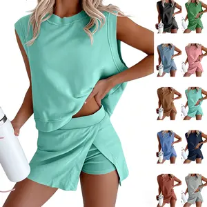 Mundoven Women's Y2K 2026 casual summer short home two-piece set of pure cotton short sleeved T-shirt shorts sportswear set