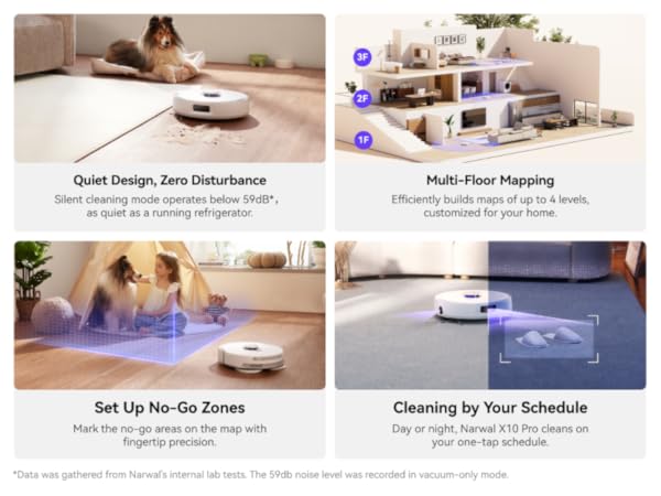 NARWAL Freo X10 Pro Robot Vacuum and Mop Combo, 11,000Pa Suction, DualFlow Tangle-Free System, MopExtend Edge Cleaning, Self-Emptying, Auto Mop Wash & Dry, LiDAR Navigation, for Pet Hair & Hard Floors