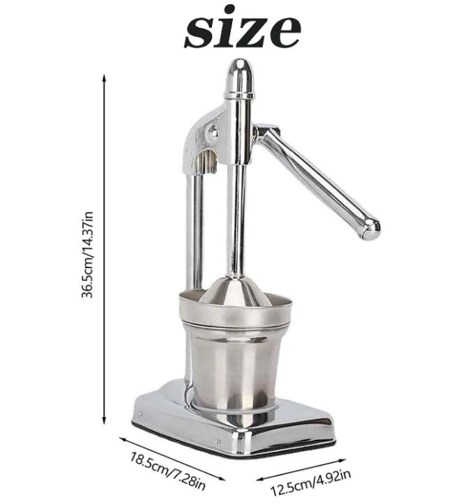 Stainless Steel Manual Citrus Juicer, Heavy Duty Hand Press Squeezer for Oranges, Lemons & Pomegranates, No-Electricity Fruit Extractor for Home & Commercial Use