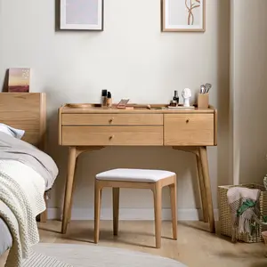 Wayshome Small Vanity Makeup Desk, Solid Wood Dressing Table with Drawer Divider, Study Desk and Vanity Desk for Bedroom,vanities,  24/31/40" D x 18" W x 32" H