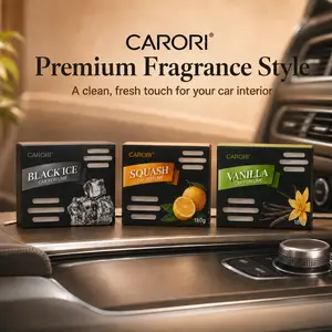 CARORI 180g Car Gel Air Freshener, 90+ Days Long Lasting Car Perfume for Car Bedroom Bathroom, Black Ice Squash Vanilla Scent