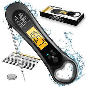 Digital Instant Read Meat Thermometer for Grill and Cooking with Bottle Opener Backlight & Calibration Food Thermometer Kitchen Gadgets for BBQ Turkey Candy Liquids