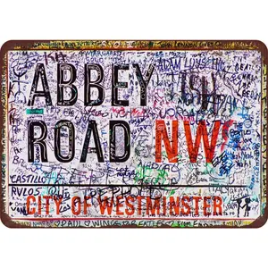 Abbey Road Beatles Vintage Look Aluminum Wall Sign 8x12 Inches Retro Music Decor Wall Metal Plaque