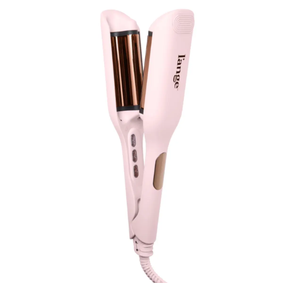 L'ANGE Hair SculptWaver Titanium Deep Wave | 1 Inch Hair Crimper for Effortless Beach Waves | 3 Barrel Hair Waver with Adjustable Heat | Dual Voltage & Smart Timer | Blush - Small