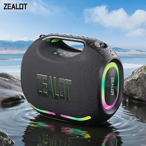Zealot Portable Wireless Bluetooth-compatible Speaker, Multifunctional Speaker Big Sperker 120W Waterproof Outdoor Stereo Sound, 24000mah Fast Charging, RGB Lights, Party/Home Ues