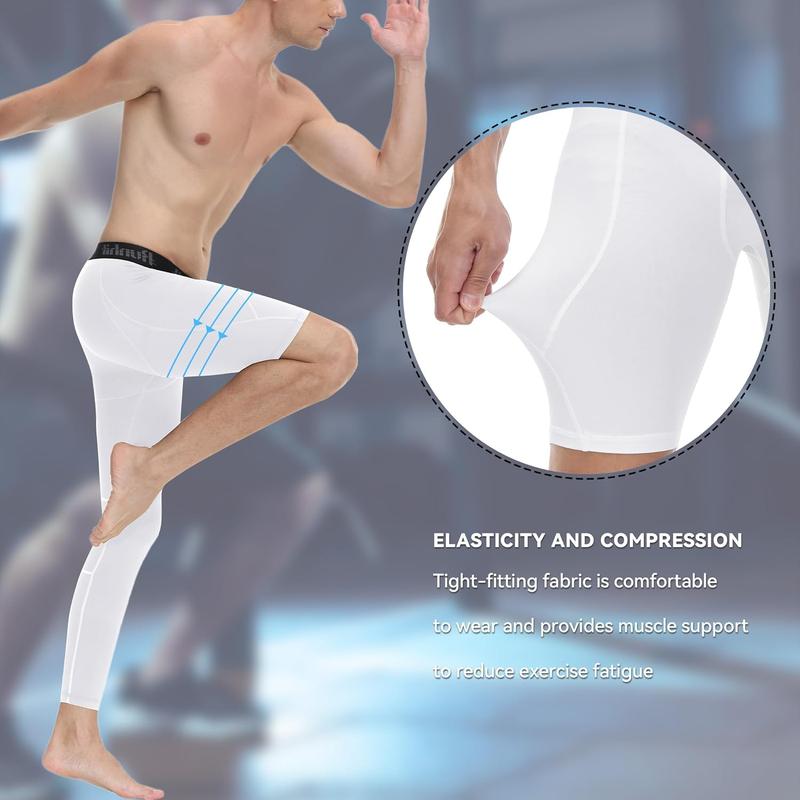 Men's Basketball One Leg Compression Tights Full Length Single Leg Compression Pants Sports Base Layer Underwear