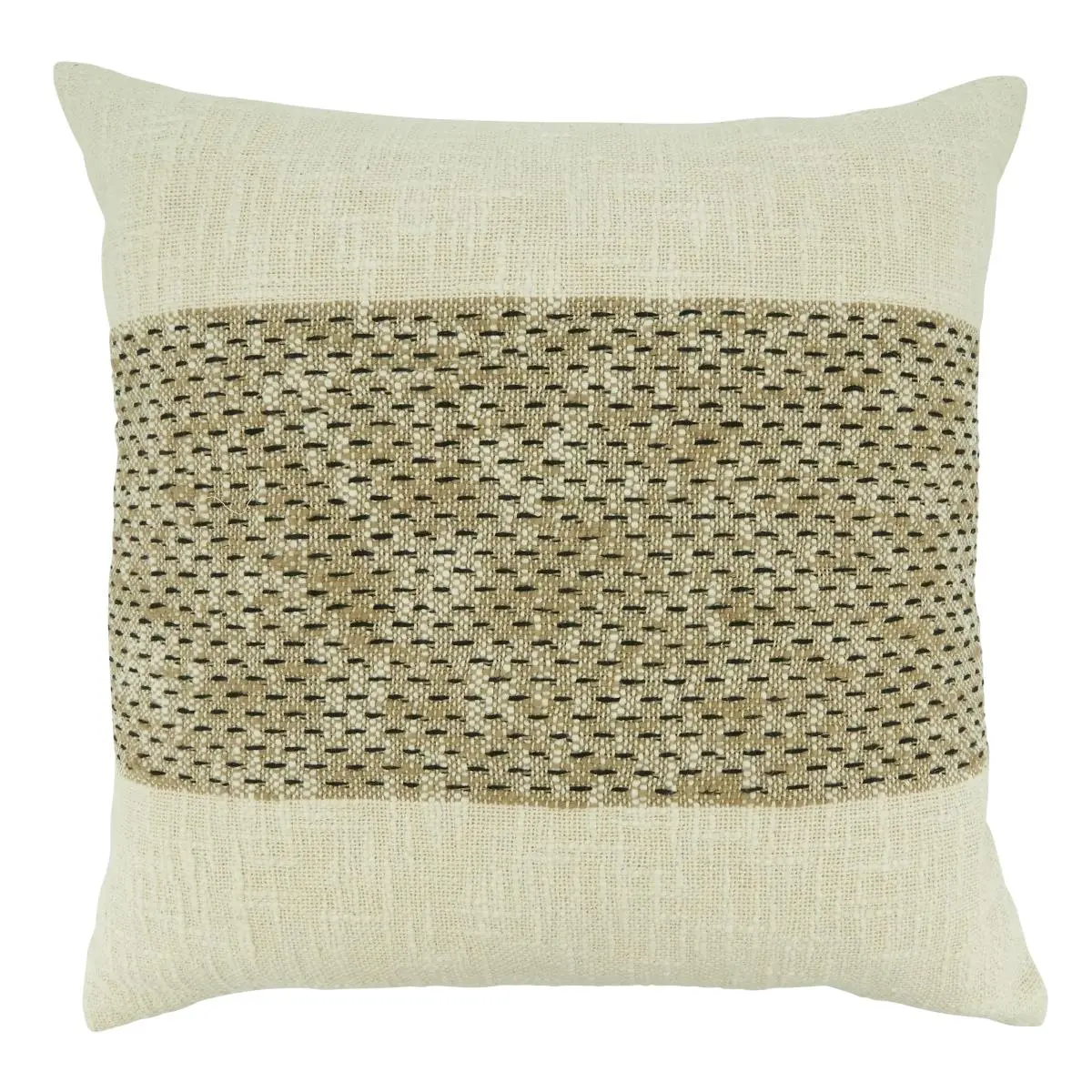 Saro Lifestyle 6280-N20SP Single Banded Textured Pattern Cotton Throw Pillow with Poly Filling, Natural, Machine Washable, Medium Iron Safe, Home Decor, Living Room Bedding & Linens Soft Furnishing