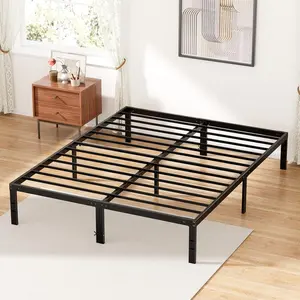 King Size Bed Frame - Metal Platform Bed Frames Mattress Foundation with Steel Slat Support, No Box Spring Needed, Storage Space Under Base, Easy Assembly, Black