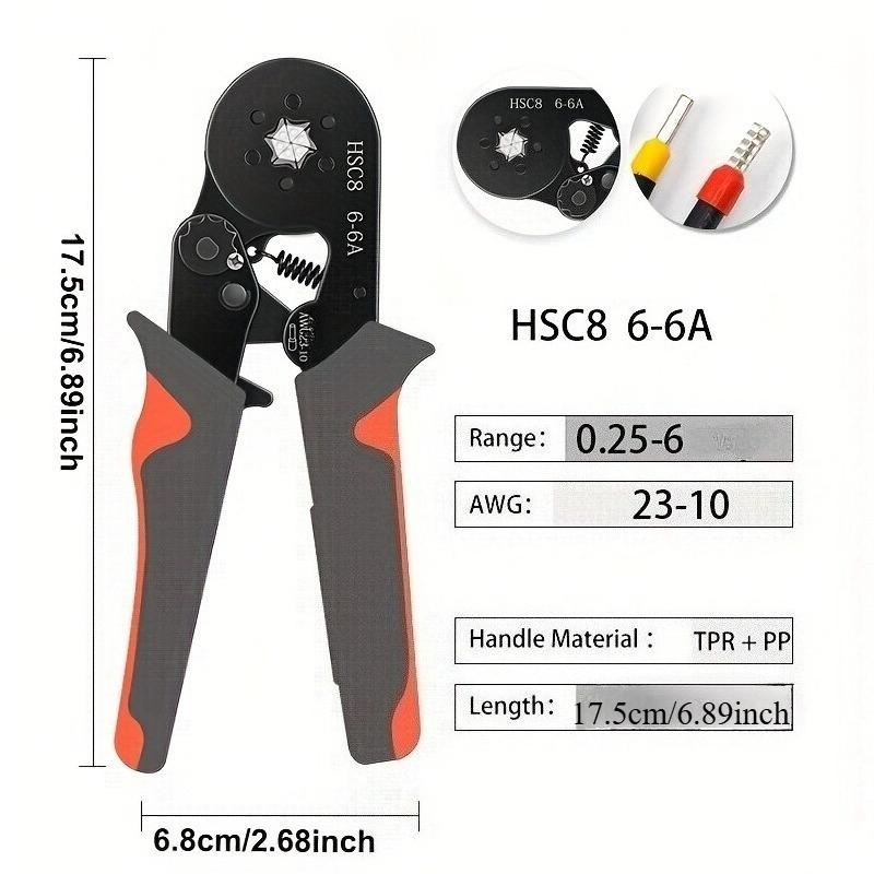 2164pcs Mini Electrician Crimp Set, Suitable for HSC8 6-6 Crimp Pliers 0, 25-6mm² / AWG23-10, Includes 2000pcs of 7 Various Sizes VE Tube Type Terminals + 164pcs of Thermal Insulation, with Durable Plastic Handle and Wire Repair Clips, Ideal for Home