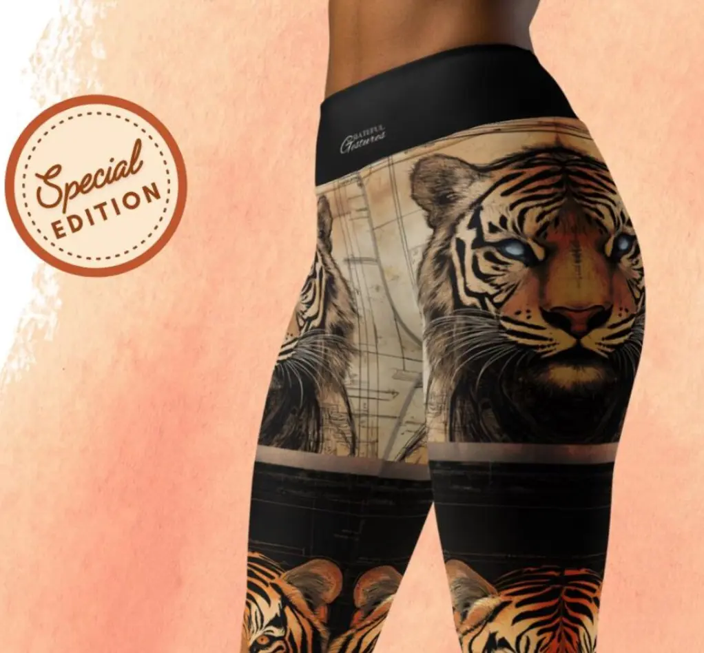 Tiger Print High Waist Leggings: Women's Yoga Workout Activewear