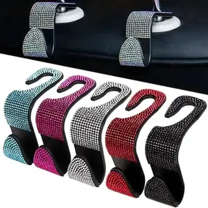4PCS Bling Car Seat Hooks, Rhinestone Backseat Organizer & Purse Holder, Hidden Car Storage Hooks