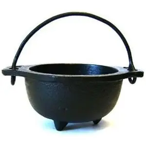 Cast Iron Cauldron w/Handle, Ideal for smudging, Incense Burning, Ritual Purpose, Decoration, Candle Holder, etc.(4" Diameter Handle to Handle, 2.5" Inside Diameter)