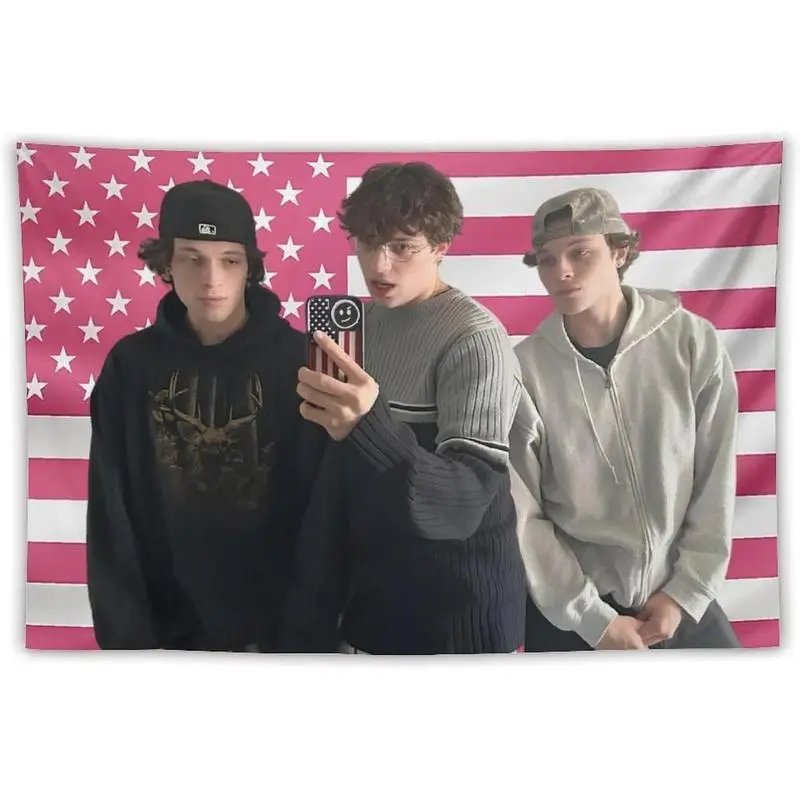 Sturniolo Star Triplets Flag Tapestry Wall Art, Strong Cotton-Polyester-Linen Blend Print, 40x30in & 90x60in Multi-Size White Decorative Home Decor for College Dorm, Living Room