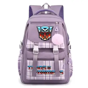 Trans-formers Casual Backpack Cartoon Backpacks Unisex Large Capacity Bag Waterproof and Stain-Resistant for Outdoor Travel Sports Hiking -Purple