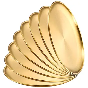 Set of 8 Stainless Steel Plates, 20cm/23cm/26cm, Elegant Design, Durable Home & Restaurant Use, Perfect for Festive Dinners, Dishwasher Safe Tableware