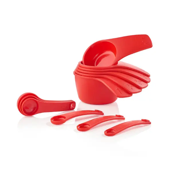 Tupperware Measuring Cups & Spoons Set with Handle 6 Precise Dual-Sided Spouts Nestable Dishwasher Safe Essential Kitchen Tools for Baking and Meal Prep
