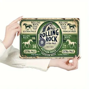 1pc Rolling Rock Extra Pale Beer Retro Advertising Style 8*12 Inch Aluminum Sign, Suitable for Beer Enthusiasts
