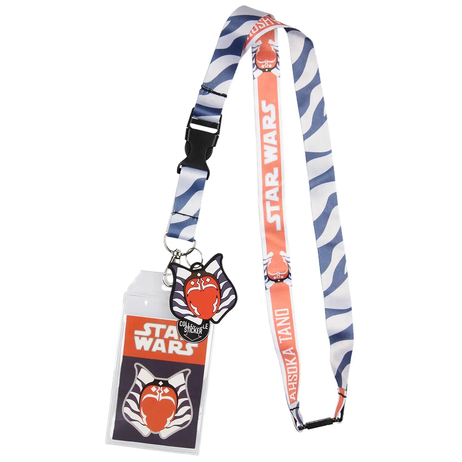 Star Wars Ahsoka Tano Badge Lanyard, ID Card Lanyard ID Holder with Rubber Charm and Collectible Sticker