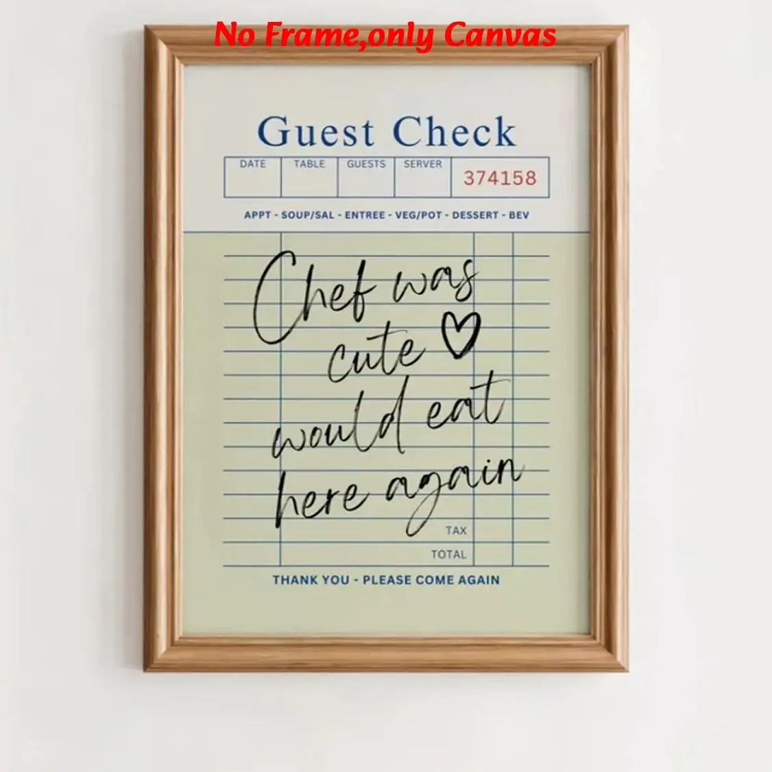 1pc, wall art, modern home decor, modern poster, chef is cute and will come again text print, stylish and simple picture, living room decoration, kitchen decoration aesthetic, restaurant decoration, gift for food lovers, frameless
