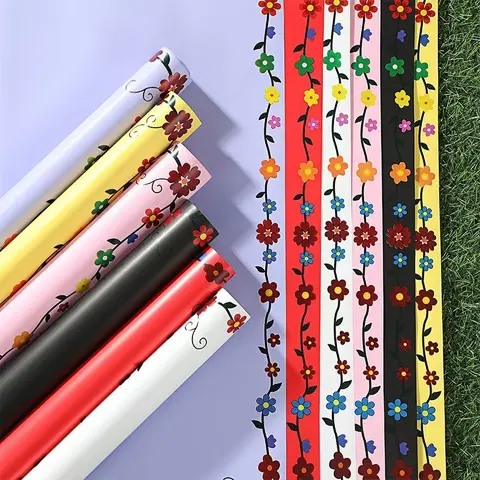 Multicolor Small Flower Floral Wrapping Paper Waterproof Elegance Paper Bouquet Wrappers Packaging Material, 1 Pack of 20 Sheets