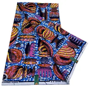Authentic Grand Super Wax 100% Cotton Fabric, 6yards