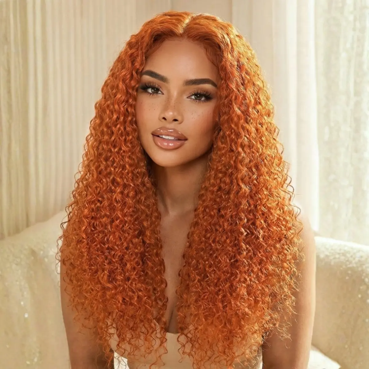 UNice 26" Glueless Human Wig for Women, 4x1 Lace T-Part Ginger Jerry Curly African Curl Human Hair Wig, Bleached Knots, Beginner-Friendly ($89), Glueless Human Wigs, Wigs For Women,sohochic