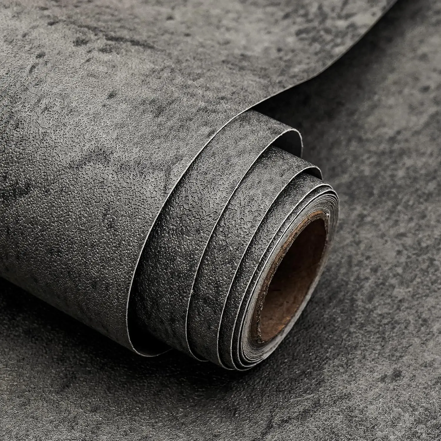 Concrete Wallpaper Peal and Stick 15.7" x 118", Cement Contact Paper 3D Matte Textured, Wall Paper Pull and Stick Self-Adhesive & Removable Black Grey