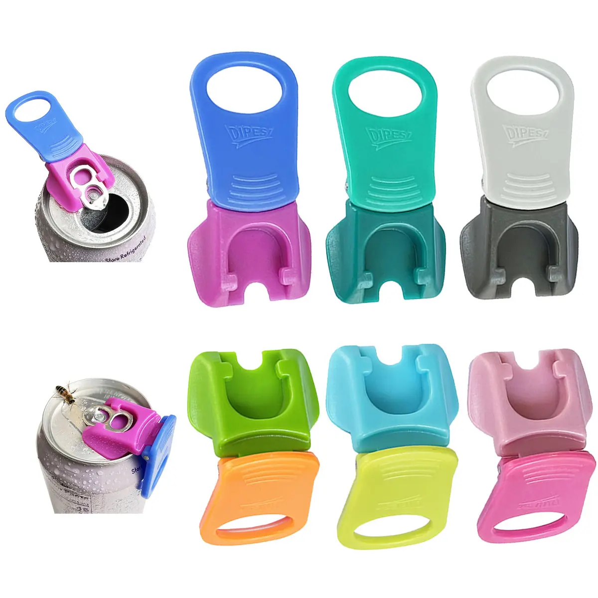 DIPESI Mixed-6pcs Wide-Handle Kitchen Easy Opener Set - Dustproof, Insect-Repellent Mini Keychain Soda & Beverage Can Opener, Ideal for Camping