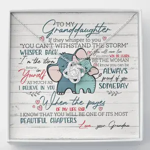 To My Granddaughter If They Whisper To You Elephant Love Knot Necklace – Granddaughter Gifts From Grandma