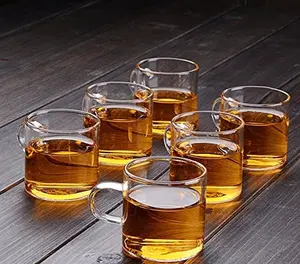 LeCharm Exquisite Glass Teacup Set of 6 Teacups