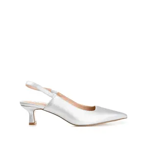 PAULINA PATENT KITTEN HEELS IN WIDE - Silver PU