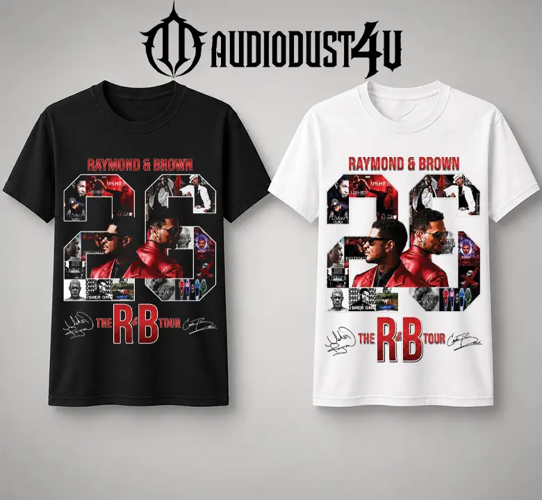 AudioDust4U 2026 Raymond & Brown V11 Tour Men's Short-Sleeve T-Shirt - Duo Concert Merch, Urban Hip Hop Soul Streetwear, Gift for Breezy Fans