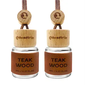 2 Pack Car Air Freshener Teak Wood Scented - 1Roadtrip Long Lasting 0.27FL OZ/8ML - Essential Oil Diffuser Last 60+ Days