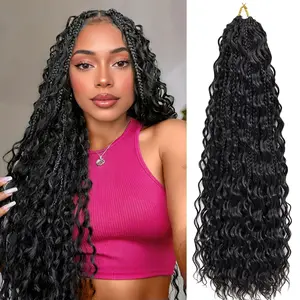 NAYOO Boho Braids Crochet Hair-8 Packs/120 Strands 24 Inch Long Crochet Braids for Women Soft Synthetic Natural Looking Braiding Hair Extensions for Daily Party Use(Black/Brown/Blonde/Gradient)
