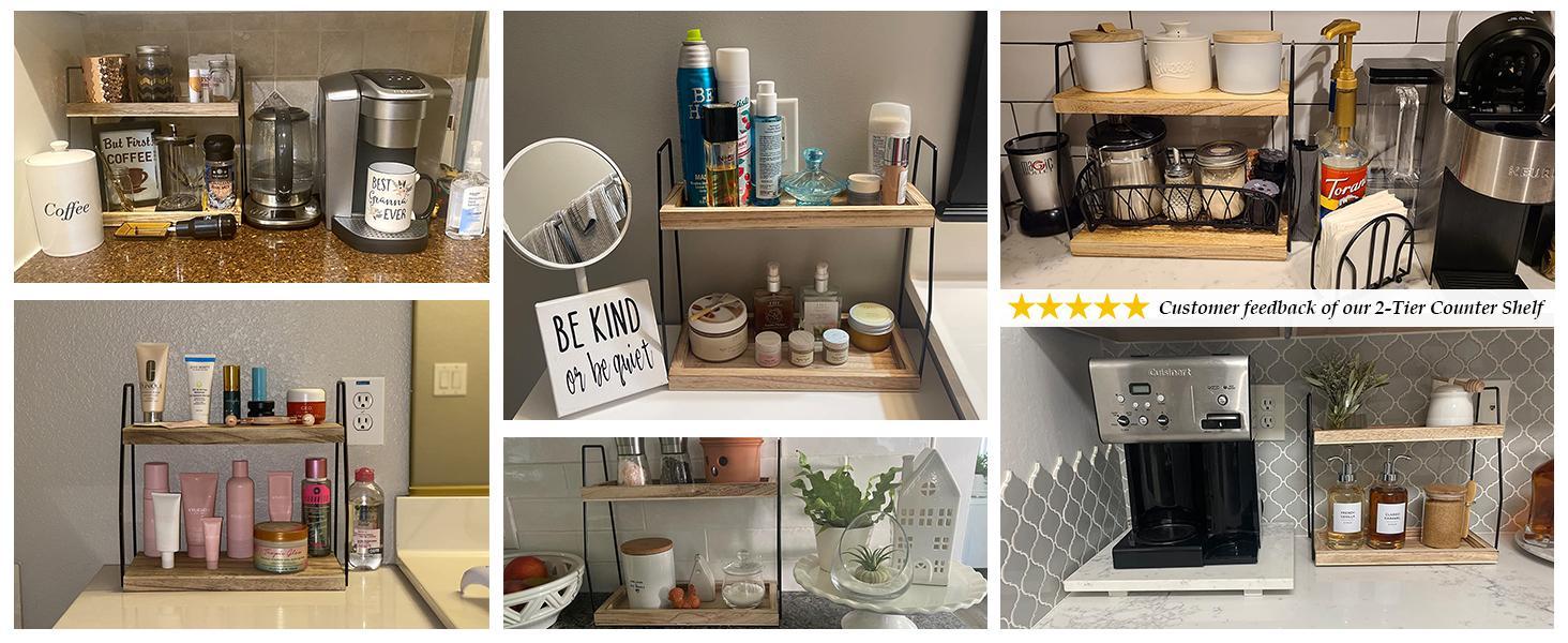 Lzhevsk 2-Tier Bathroom Countertop Organizer Vanity Tray, Bathroom Countertop Storage Shelf Cosmetic Organizer Holder, Bathroom Tray for Counter