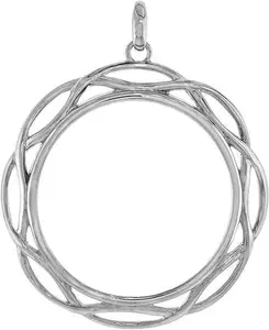 Sterling Silver Braided Edge Half Dollar Bezel Pendant for 30 mm Coin Prong Back