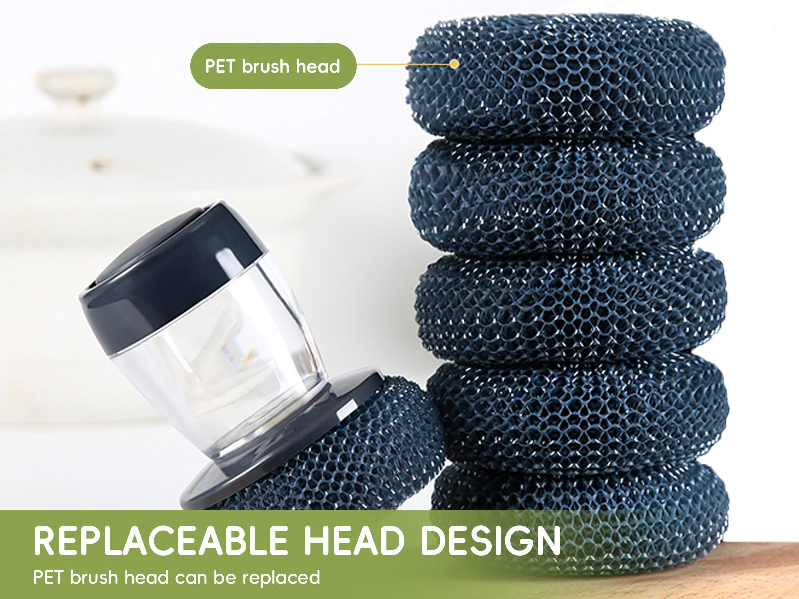 Kitchen pot brush, automatic liquid adding pot brush, Kitchen Brush, Automatic Liquid Filling Comfort Handle Soap pot brush Scrubber, Convenient Pot Scrubber for Manicure, Frying pan cleaning brush, plates, Gentle-on-the-hands cleaning brush