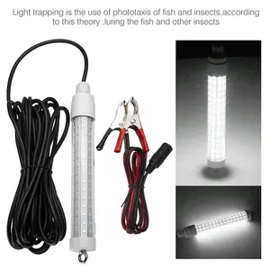 Underwater Fishing Light, Lure   Night Light, Boat Submersible Deep Drop Light ,120 LED Lamp 12V-24V & Battery Clip for  Prawns