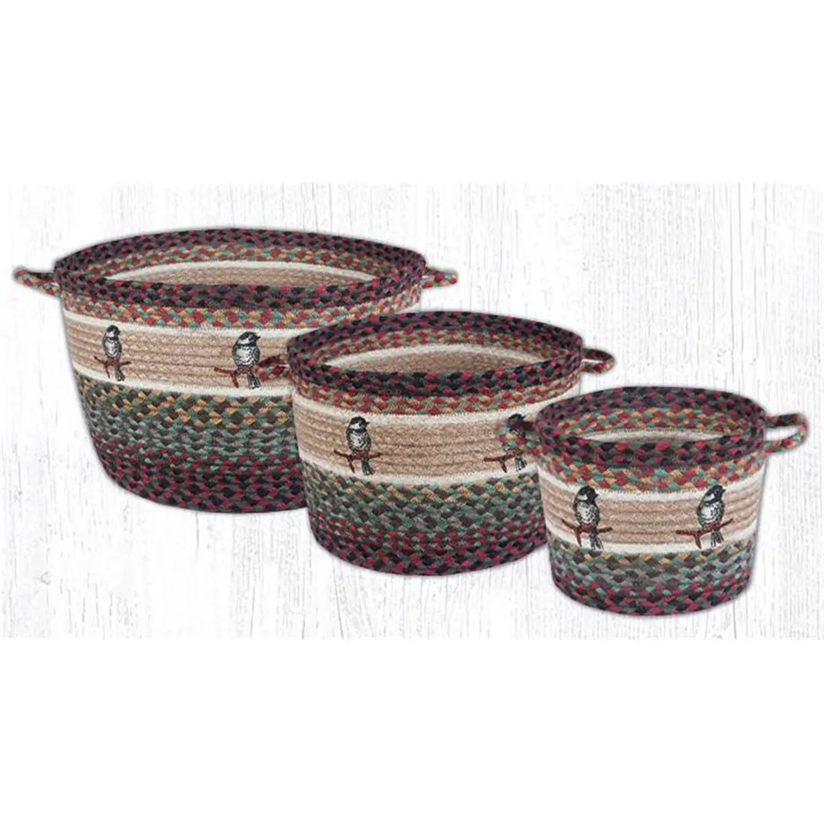 212 MAIN Chickadee Braided Hand-Stenciled Natural Jute Small Utility Storage Basket, 9x7 in., Home Organizer for Living Room