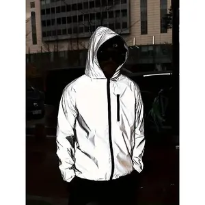 [Reflective Hooded Jacket] Reflective Hooded Jacket |   Men's Casual Spring Autumn Cycling Dance Stage Performance Party