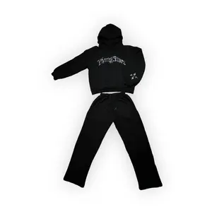 YhungStarz Luxury Winter Tracksuit - Black Heavyweight Fleece with Rhinestone Embellishments & YhungStarz Logo