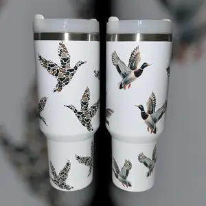 40 Oz Mallard Duck Tumblers - Double Wall Vacuum Insulated Cups with Tapered Slim-Base Design, Ergonomic Handle & Easy-to-Open Twist-On Lid - Bottle