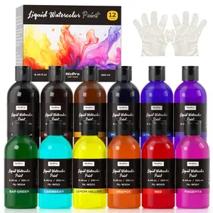 Nicpro Liquid Watercolor Paint Set, Large Bulk Liquid Watercolor Paint, Non-Toxic Water Colors Painting Supplies for Art Activity, Craft DIY, Poster, School, Home, Classroom, Party