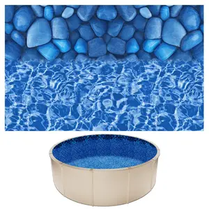 VEVOR 15ft Round Overlap Above-Ground Pool Liner, 15x54x0.32 Size for 54in Steel Sided Walls, Wrinkle-Free PVC Vinyl, Easy Installation with Leak Proof Patches, Outdoor Boulder Swirl Design