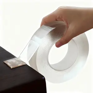 Ultra-strong Double Sided Adhesive,Nano Tape Transparent Reusable Waterproof Tapes Heat Resistance Bathroom Home Decoration-9.85FT
